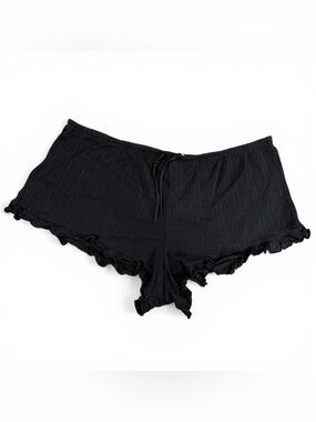 Victorias Secret Womens Ruffled Hem Sleep Shorts Pull On Size Large Black